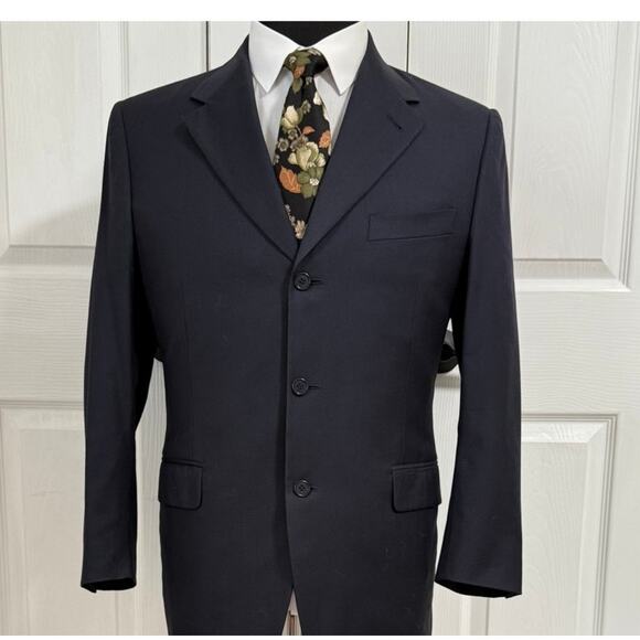 Canali Men's Blue Navy 100%Wool 3 Buttons Slim Fit Blazer Jacket Size 48R